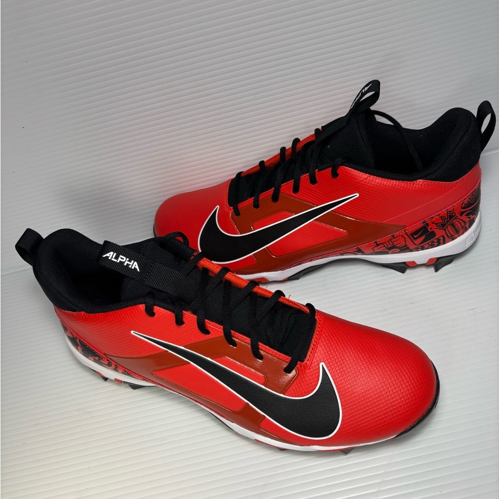 Nike Alpha Menace Cleats‎ 4 Shark Picante Red Black Size 14